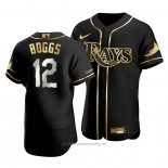 Maglia Baseball Uomo Tampa Bay Rays Wade Boggs Golden Edition Autentico Nero Or