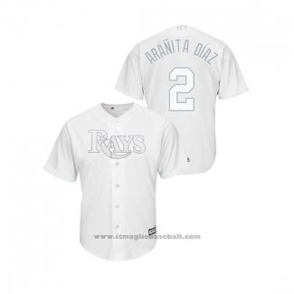 Maglia Baseball Uomo Tampa Bay Rays Yandy Diaz 2019 Players Weekend Replica Bianco