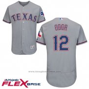 Maglia Baseball Uomo Texas Rangers 12 Rougned Odor Grigio Flex Base