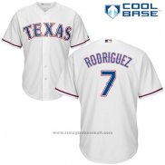 Maglia Baseball Uomo Texas Rangers 7 Pudge Rodriguez Bianco 2017 Cool Base