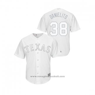 Maglia Baseball Uomo Texas Rangers Danny Santana 2019 Players Weekend Replica Bianco