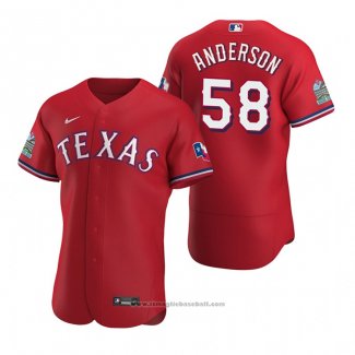 Maglia Baseball Uomo Texas Rangers Drew Anderson Autentico Alternato Rosso