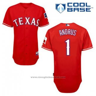 Maglia Baseball Uomo Texas Rangers Elvis Andrus 1 Rosso Alternato Cool Base