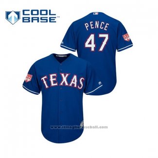 Maglia Baseball Uomo Texas Rangers Hunter Pence 2019 Allenamento Primaverile Cool Base Blu