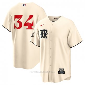 Maglia Baseball Uomo Texas Rangers Nolan Ryan 2023 City Connect Replica Crema