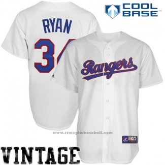 Maglia Baseball Uomo Texas Rangers Nolan Ryan Bianco Cooperstown Cool Base