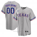 Maglia Baseball Uomo Texas Rangers Road Personalizzate Replica Grigio