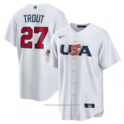 Maglia Baseball Uomo USA 2023 Mike Trout Replica Bianco