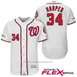 Maglia Baseball Uomo Washington Nationals 2017 Postseason Bryce Harper Bianco Flex Base