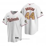 Maglia Baseball Uomo Washington Nationals Daniel Hudson Gold-Trimmed Championship Replica Bianco