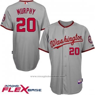 Maglia Baseball Uomo Washington Nationals Daniel Murphy Autentico Collection Grigio Flex Base Giocatore