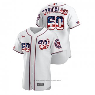 Maglia Baseball Uomo Washington Nationals Hunter Strickland 2020 Stars & Stripes 4th of July Bianco