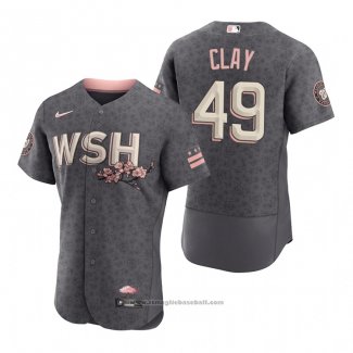 Maglia Baseball Uomo Washington Nationals Sam Clay 2022 City Connect Autentico Grigio