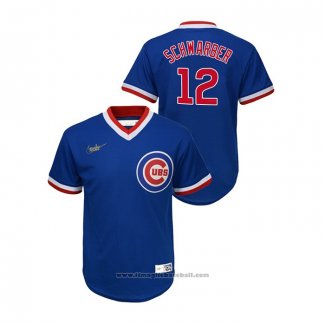 Maglia Baseball Bambino Chicago Cubs Kyle Schwarber Cooperstown Collection Road Blu