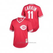 Maglia Baseball Bambino Cincinnati Reds Barry Larkin Cooperstown Collection Mesh Batting Practice Rosso