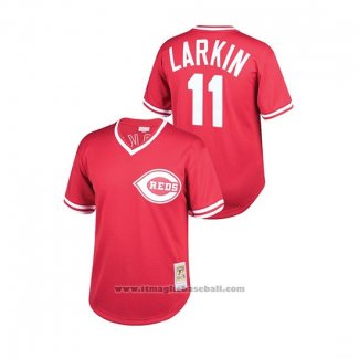 Maglia Baseball Bambino Cincinnati Reds Barry Larkin Cooperstown Collection Mesh Batting Practice Rosso