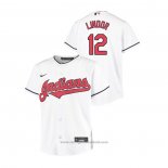 Maglia Baseball Bambino Cleveland Indians Francisco Lindor Replica Primera Bianco