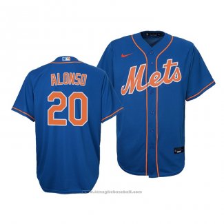 Maglia Baseball Bambino New York Mets Pete Alonso Replica Cool Base Blu