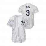 Maglia Baseball Bambino New York Yankees Babe Ruth Cooperstown Collection Home Bianco