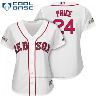 Maglia Baseball Donna Boston Red Sox 2017 Postseason 24 David Price Bianco Cool Base