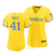 Maglia Baseball Donna Boston Red Sox Chris Sale 2021 City Connect Replica Or