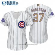 Maglia Baseball Donna Chicago Cubs 37 Brett Anderson Bianco Or Cool Base
