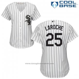 Maglia Baseball Donna Chicago White Sox 25 Adam Laroche Wilson Ramos Bianco Autentico Collection Cool Base