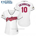 Maglia Baseball Donna Cleveland Indians 2017 Postseason 10 Edwin Encarnacion Bianco Cool Base