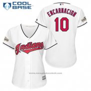 Maglia Baseball Donna Cleveland Indians 2017 Postseason 10 Edwin Encarnacion Bianco Cool Base