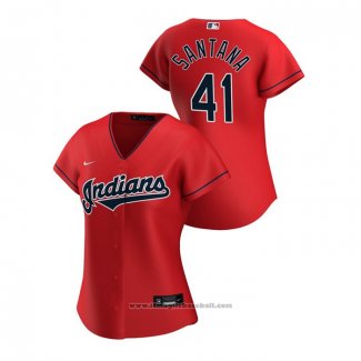 Maglia Baseball Donna Cleveland Indians Carlos Santana 2020 Replica Alternato Rosso