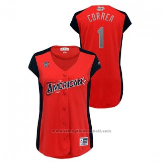 Maglia Baseball Donna Houston Astros 2019 All Star Workout American League Carlos Correa Rosso