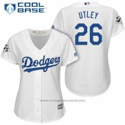 Maglia Baseball Donna Los Angeles Dodgers 2017 World Series Chase Utley Bianco Cool Base