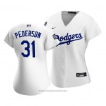 Maglia Baseball Donna Los Angeles Dodgers Joc Pederson 2020 Primera Replica Bianco