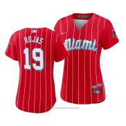 Maglia Baseball Donna Miami Marlins Miguel Rojas 2021 City Connect Sugar Kings Rosso