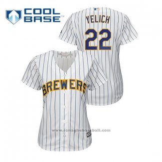 Maglia Baseball Donna Milwaukee Brewers Christian Yelich Cool Base Home Bianco