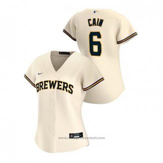 Maglia Baseball Donna Milwaukee Brewers Lorenzo Cain 2020 Replica Home Crema