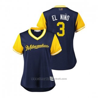 Maglia Baseball Donna Milwaukee Brewers Orlando Arcia 2018 LLWS Players Weekend El Nino Blu