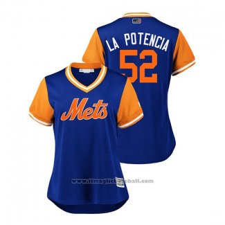 Maglia Baseball Donna New York Mets Yoenis Cespedes 2018 LLWS Players Weekend La Potencia Blu