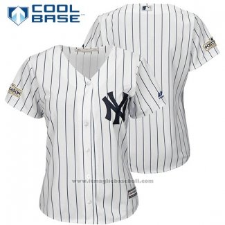 Maglia Baseball Donna New York Yankees 2017 Postseason Bianco Cool Base