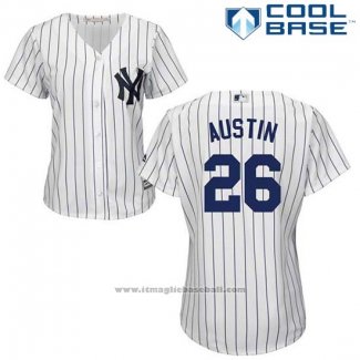 Maglia Baseball Donna New York Yankees 26 Tyler Austin Bianco Cool Base