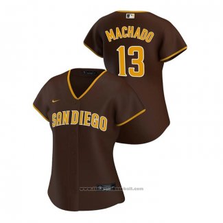 Maglia Baseball Donna San Diego Padres Manny Machado Replica 2020 Road Marrone