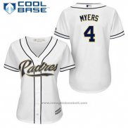 Maglia Baseball Donna San Diego Padres Wil Myers 4 Bianco Home Cool Base