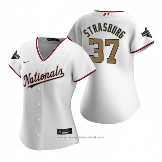 Maglia Baseball Donna Washington Nationals Stephen Strasburg 2020 Gold Program Replica Bianco