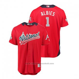 Maglia Baseball Uomo All Star Atlanta Braves Ozzie Albies 2018 Home Run Derby National League Rosso