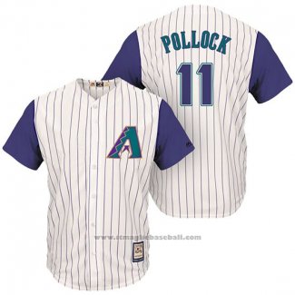 Maglia Baseball Uomo Arizona Diamondbacks 11 A.J. Pollock Cream Viola Cooperstown