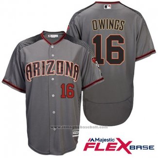 Maglia Baseball Uomo Arizona Diamondbacks 16 Arizona Chris Owings Grigio Flex Base