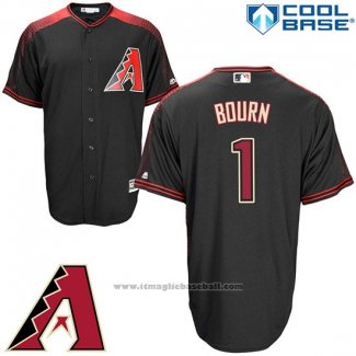 Maglia Baseball Uomo Arizona Diamondbacks 1 Michael Bourn Nero Cool Base