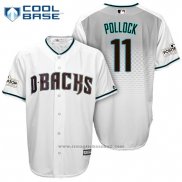 Maglia Baseball Uomo Arizona Diamondbacks 2017 Postseason 11 A.j. Pollock Bianco Cool Base