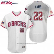 Maglia Baseball Uomo Arizona Diamondbacks 2017 Stelle e Strisce 22 Jake Lamb Bianco Flex Base