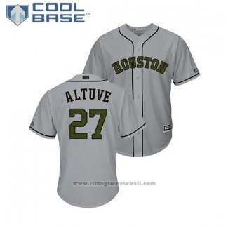 Maglia Baseball Uomo Astros Jose Altuve 2018 Memorial Day Cool Base Grigio